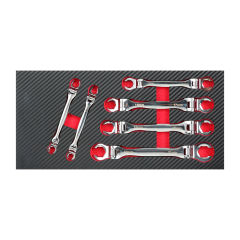 Double Ended Flexible Flare Nut Wrench Set with Tool Tray 6pcs
