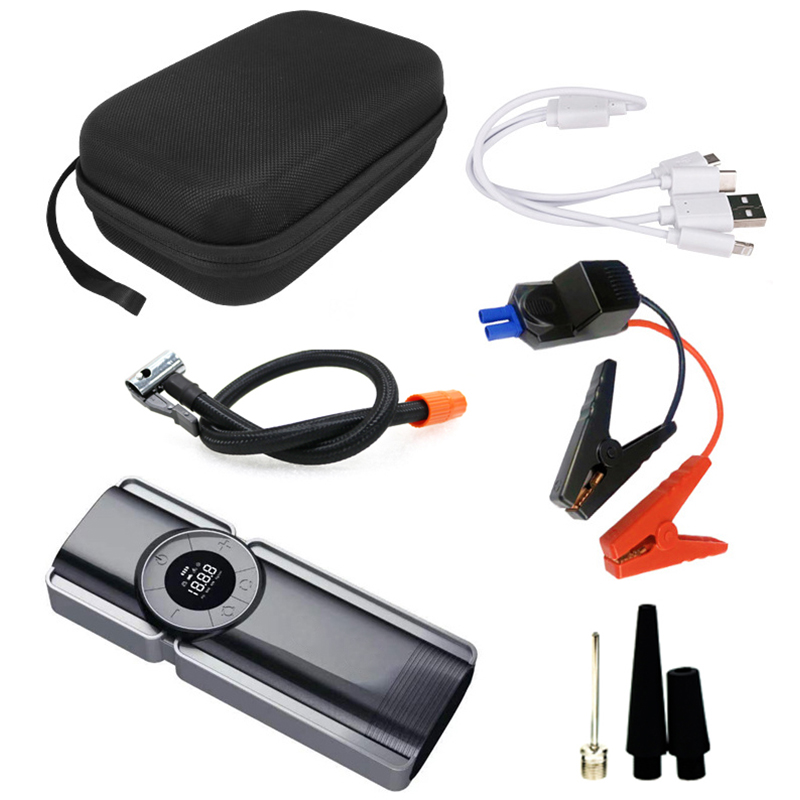 Auto repair tool 10000mah power bank battery emergency tools portable car jump starter with auto air compressor