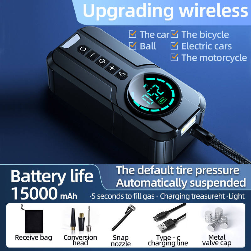 Digital display cordless auto air pump wireless car air compressor portable tire inflator