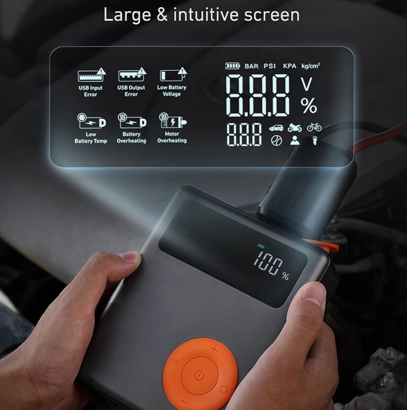 12V Battery Jump Starter with 150PSI Digital Tire Inflator for 7.5L Gas & 5.0L Diesel Engines