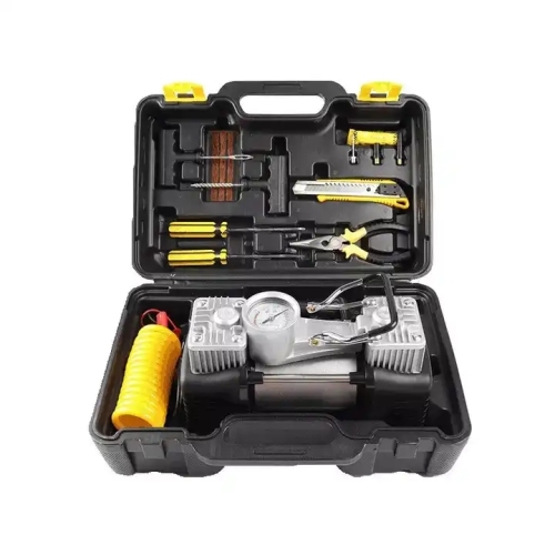 Gonfleur de pneu portable 12V à double cylindre Kit de pompe à air pour pneu de voiture