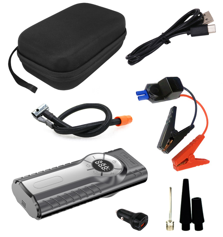 12000mah Auto repair tool jump starter power bank with car air compressor