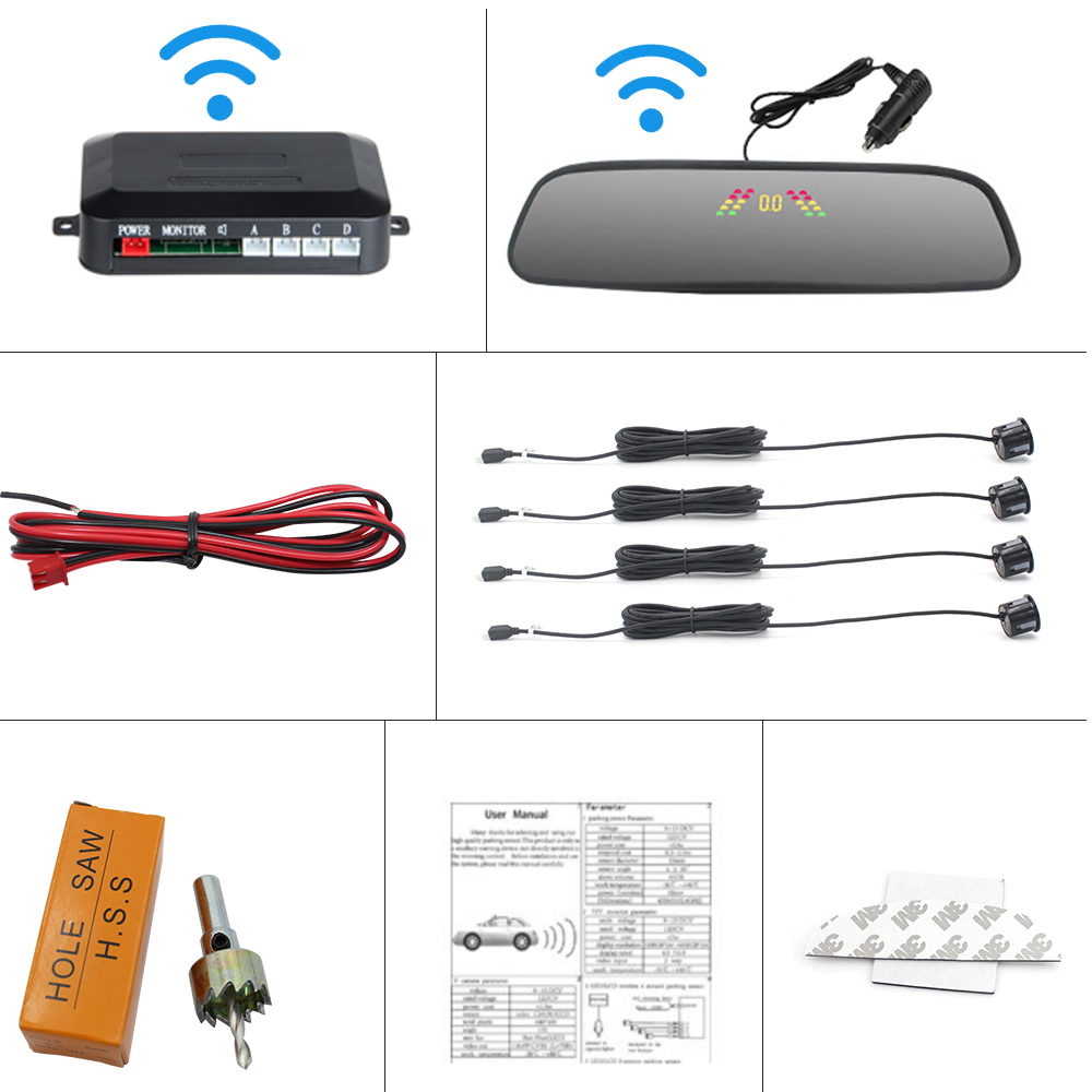Universal LCD Display Voice Reminder IP67 Wireless Front Parking Sensor