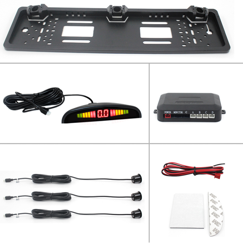 European License Plate Frame LED Display Speed Detector Car Radar Reverse