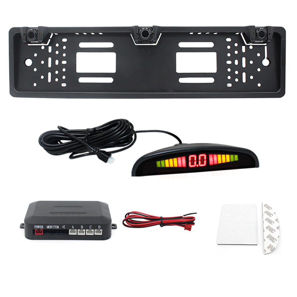 European License Plate Frame LED Display Speed Detector Car Radar Reverse