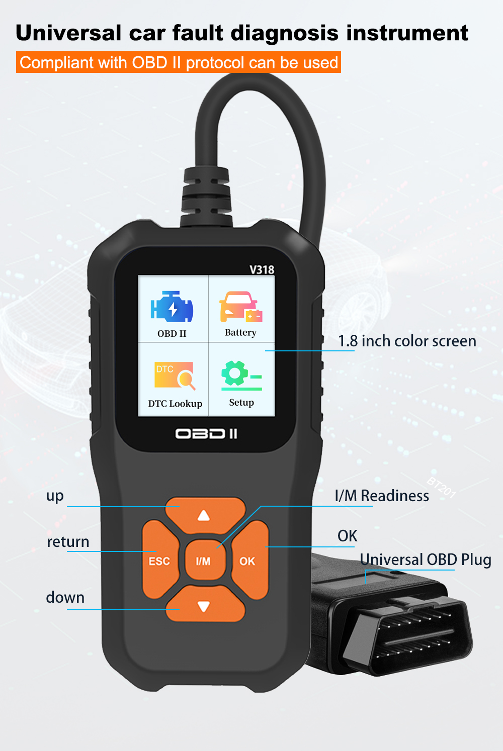 12V Real-Time Graph 1.8 Inch Color OEM Universal Auto Electrical Diagnostic Scanner Tool