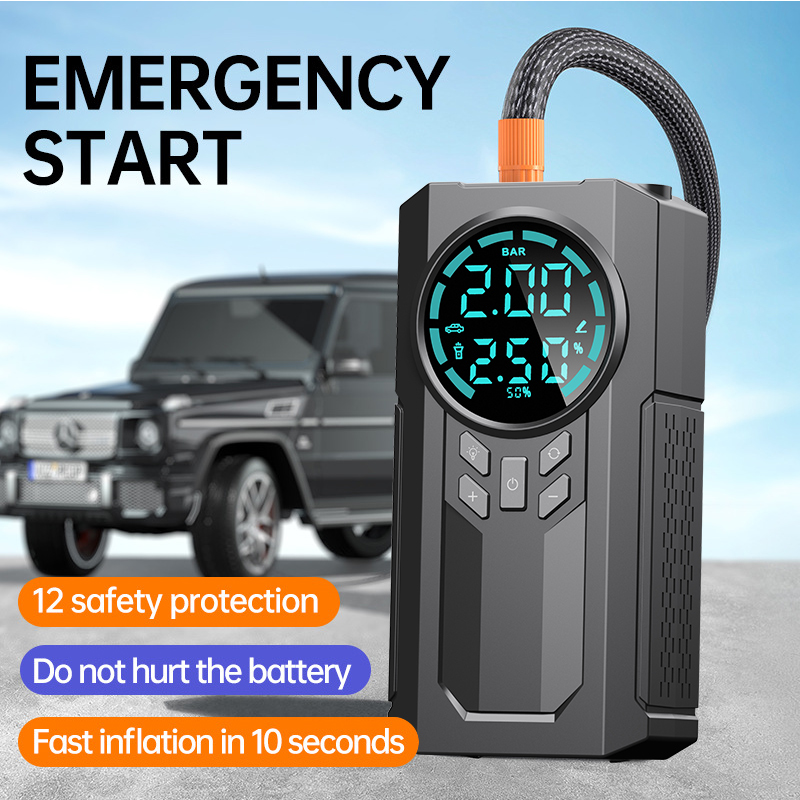 8000mAh 12V Booster Pack Portable Car Battery Jump Starter with Air Compressor Digital6 8000mAh 12V Booster Pack Portable Car Battery Jump Starter with Air Compressor