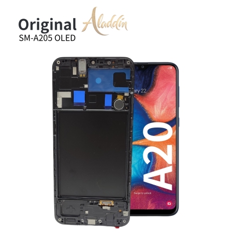Samsung Galaxy A205 OLED品質標準サービスパックLCD用Samsung Galaxy A20携帯電話部品LCD フレームアセンブリ付き