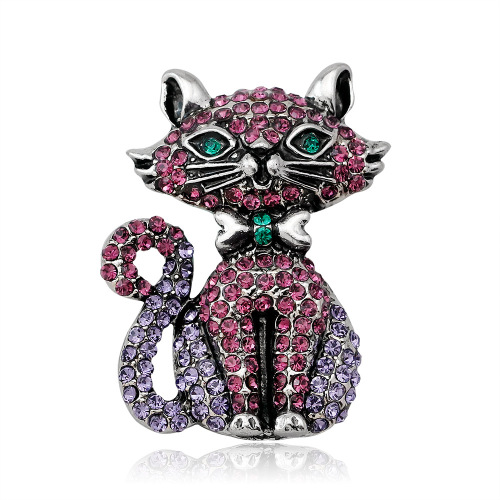The new European and American style animal brooches are fashionable, delicate, cute, cute pink kitten breast flower