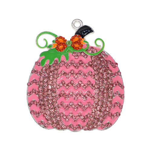 Pink Pumpkin Rhinestone Pendant