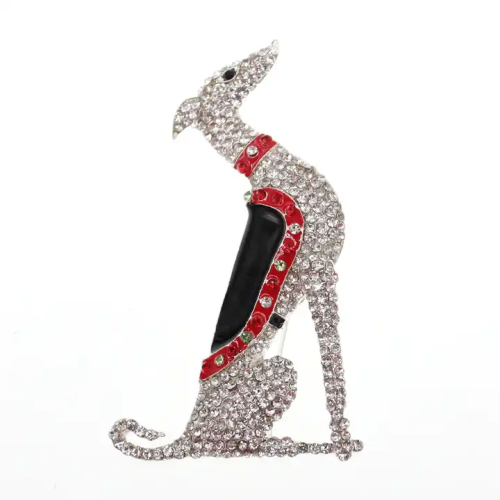 Lovely Crystal Greyhound Brooch Rhinestone Animal Dog Brooch Jewelry Ladies Gift Accessories