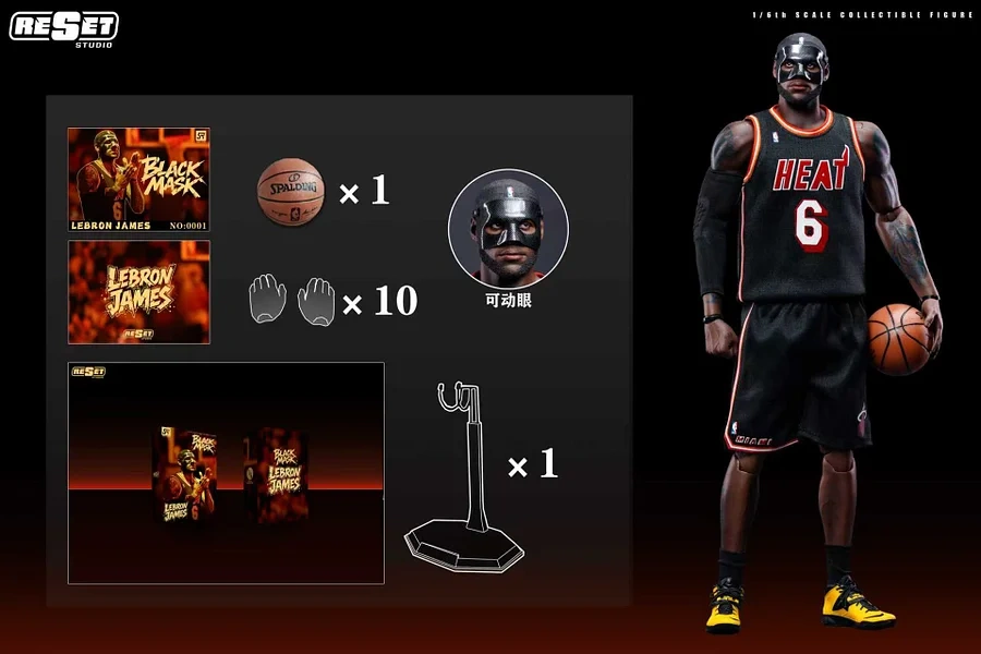 【IN-STOCK】Reset Studio Miami Heat Black Mask LeBron James 1/6