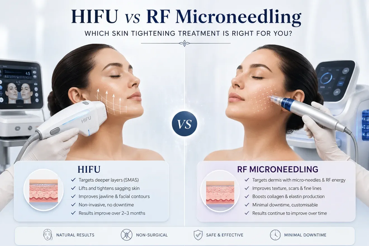 HIFU vs RF Microneedling skin depth comparison