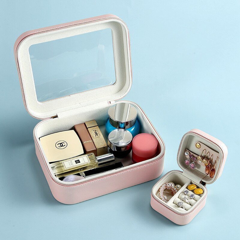 Anevenew  Simple Transparent Flip Earrings, Rings, Multifunctional Jewelry And Cosmetics Storage Box For Children And Mothers