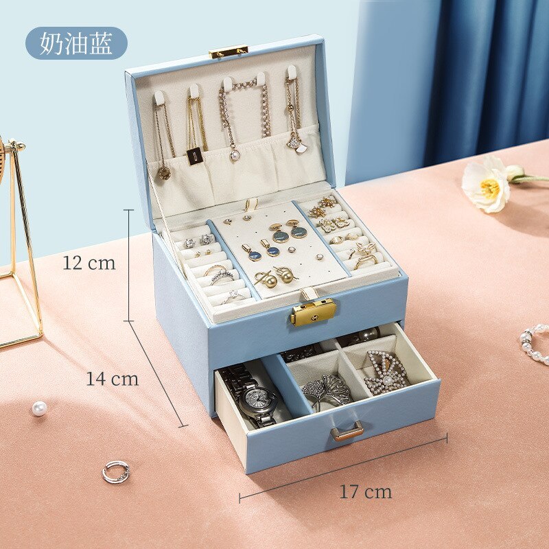 Alenvenew 2023 New Multi-Layer Desktop Home Leather Drawer Large Capacity Earrings Necklace Jewelry Sstorage Box