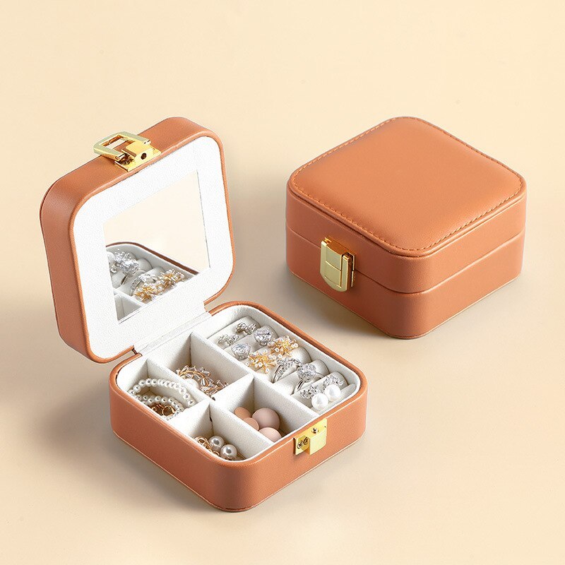 Alenvenew 2023 Women High Quality Portable Dust ProofJewelry Box Manager Leather Fashion Storage