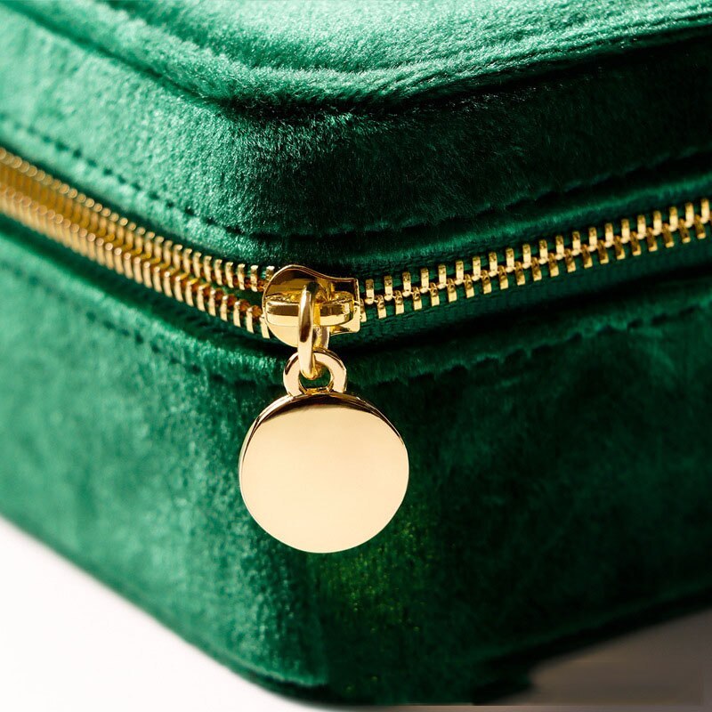 Alenvenew 2023 Flannelette Portable Travel European Necklace Velvet With Mirror Jewelry Box For Women Girls Small