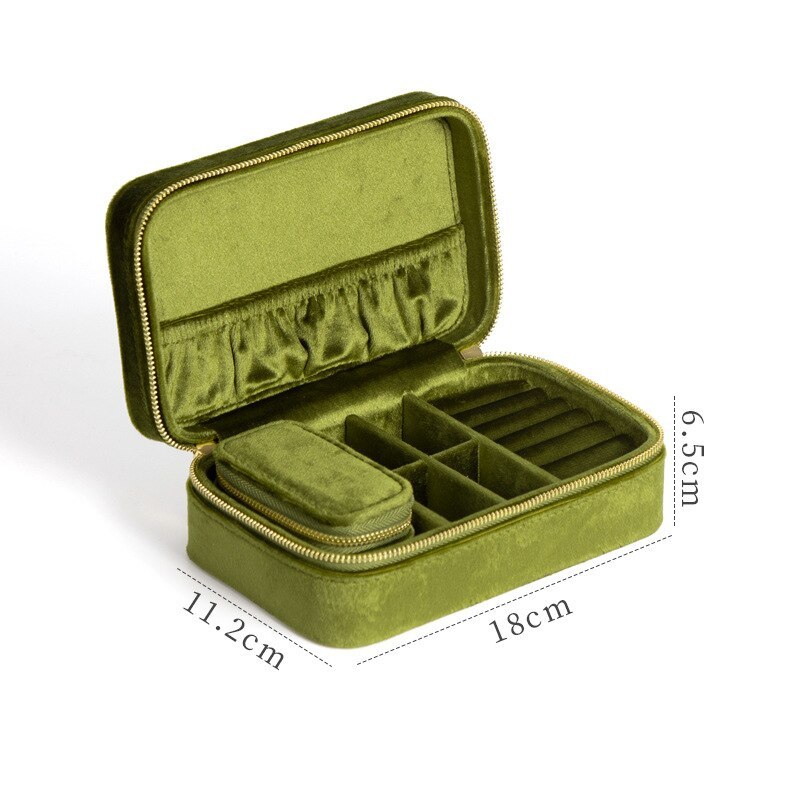 Alenvenew 2023 Flannelette Portable Travel European Necklace Velvet With Mirror Jewelry Box For Women Girls Small