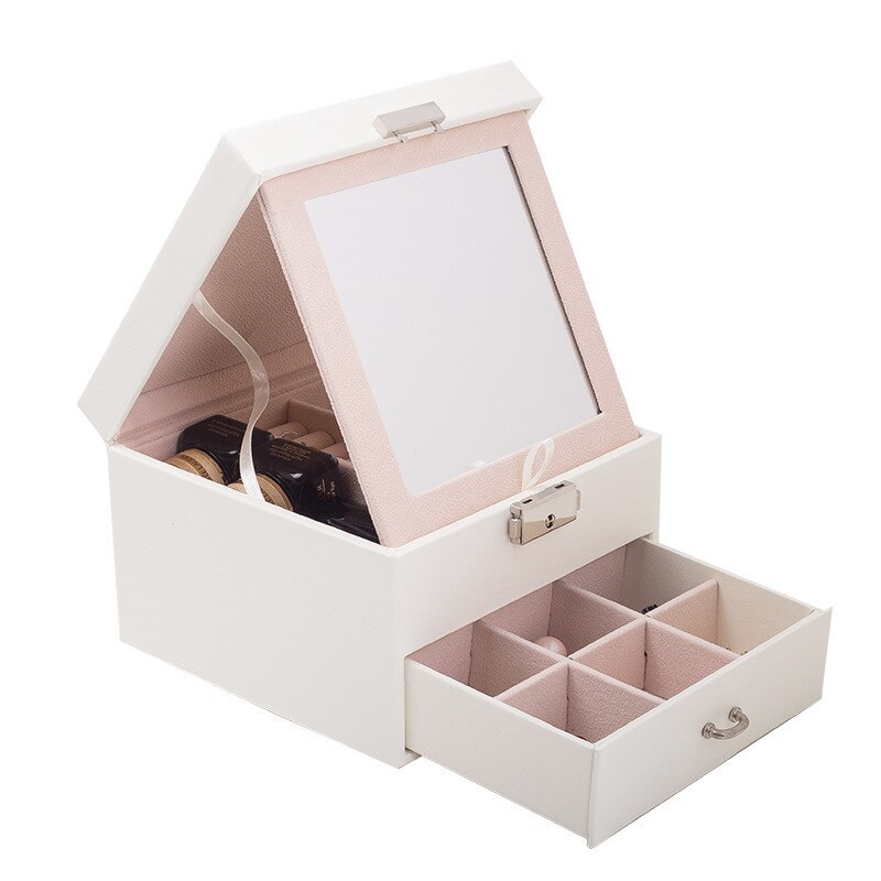 Alenvenew 2023 Simple Double-Layer Small Red Book Drawer Creative Earrings Ring Lipstick Jewelry Storage Box