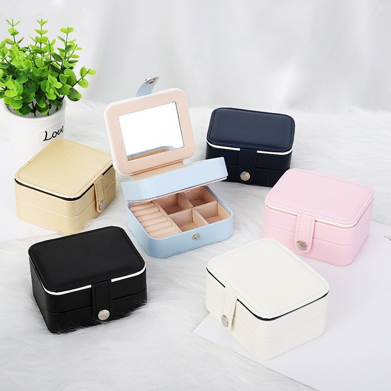 Alenvenew High Quality Dustproof Leather Jewelry Box 3-Layer Display Case of Rings Earrings Necklace Bracelets for Women