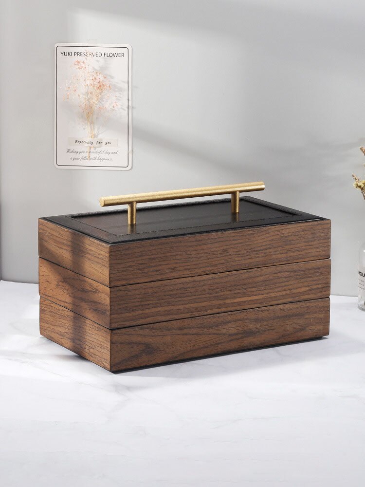 Alenvenew 2023 High Grade Solid Wood Home Walnut Ring Bracelet Jewelry Storage Box