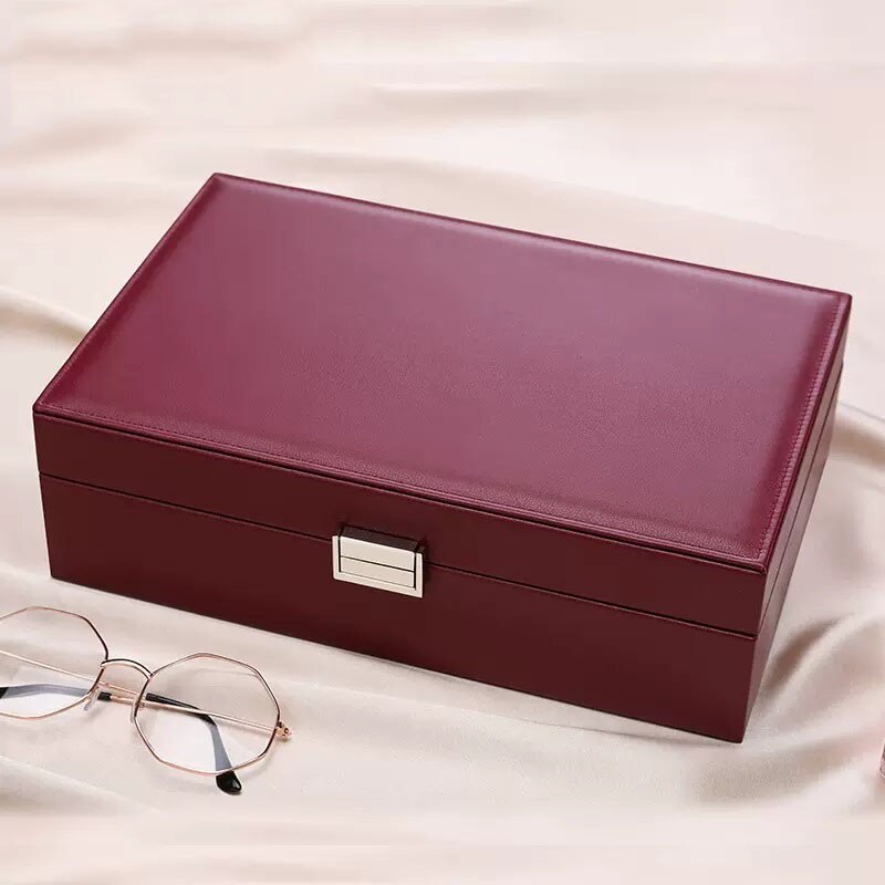 Alenvenew  2023 High Quality Jewelry Box Organizer for Women Girls 2 Layer Large  Case  Leather Display Storage