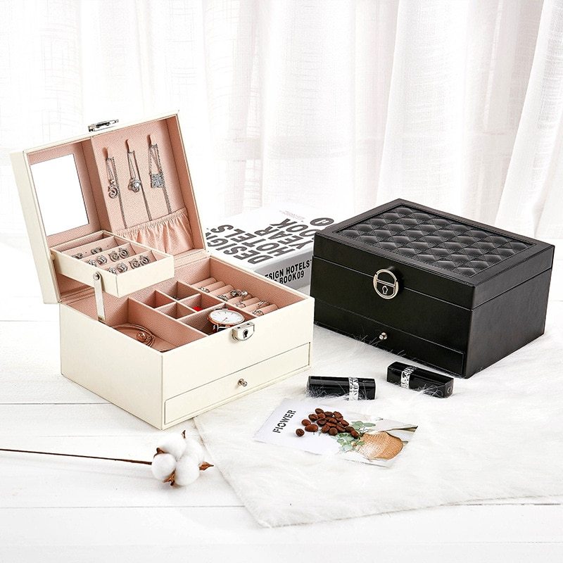 2023New PU Simple Multi Layer Large Capacity  Jewelry Storage Box