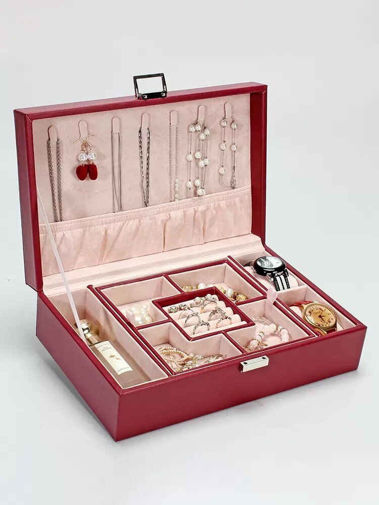 Alenvenew 2023 High-Grade Exquisite Large-Capacity Dust-Proof Necklace Ring Earrings Jewelry Storage box