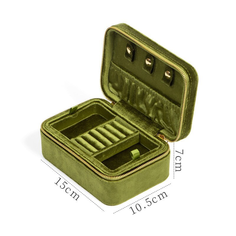 Alenvenew 2023 Flannelette Portable Travel European Necklace Velvet With Mirror Jewelry Box For Women Girls Small
