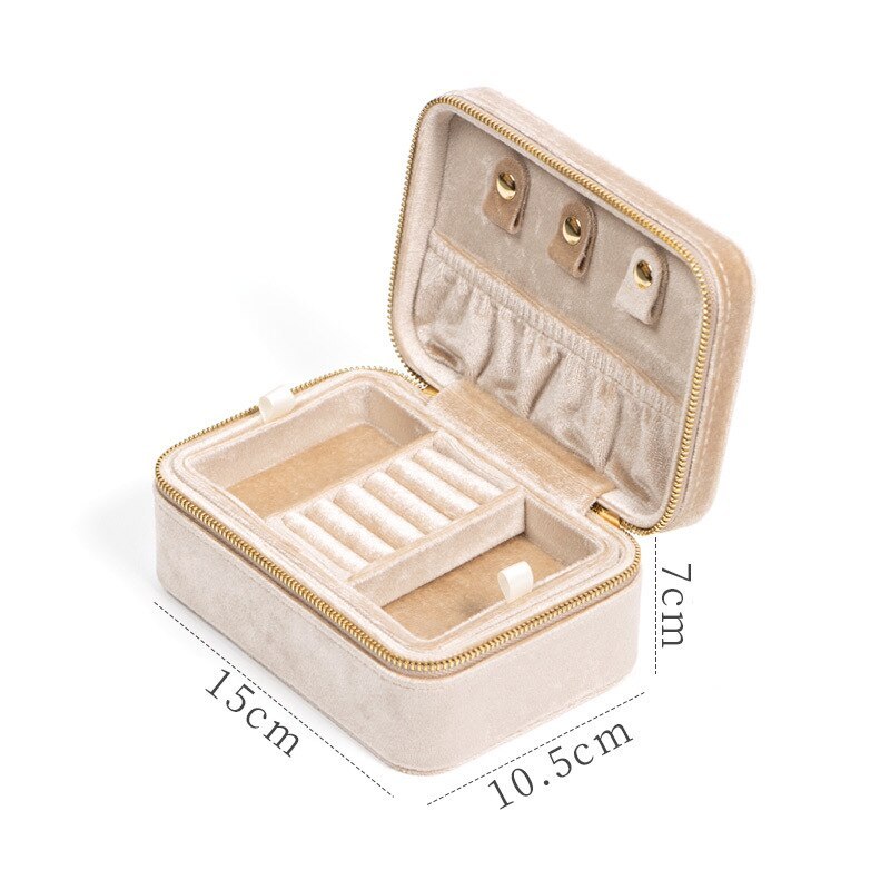 Alenvenew 2023 Flannelette Portable Travel European Necklace Velvet With Mirror Jewelry Box For Women Girls Small