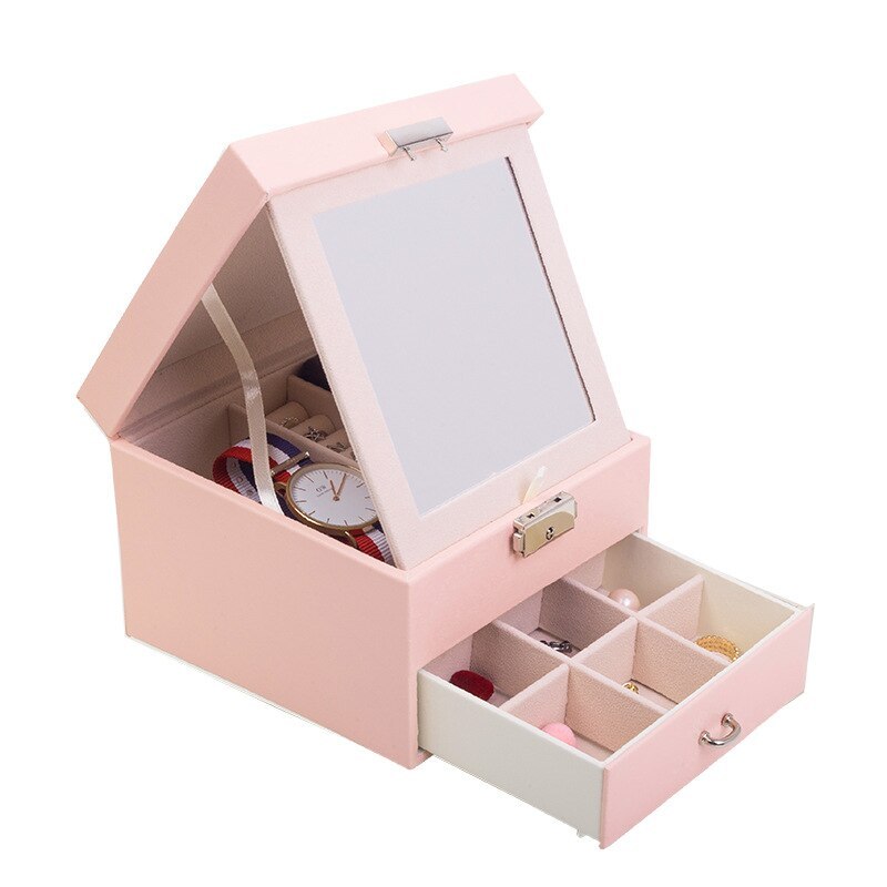 Alenvenew 2023 Simple Double-Layer Small Red Book Drawer Creative Earrings Ring Lipstick Jewelry Storage Box