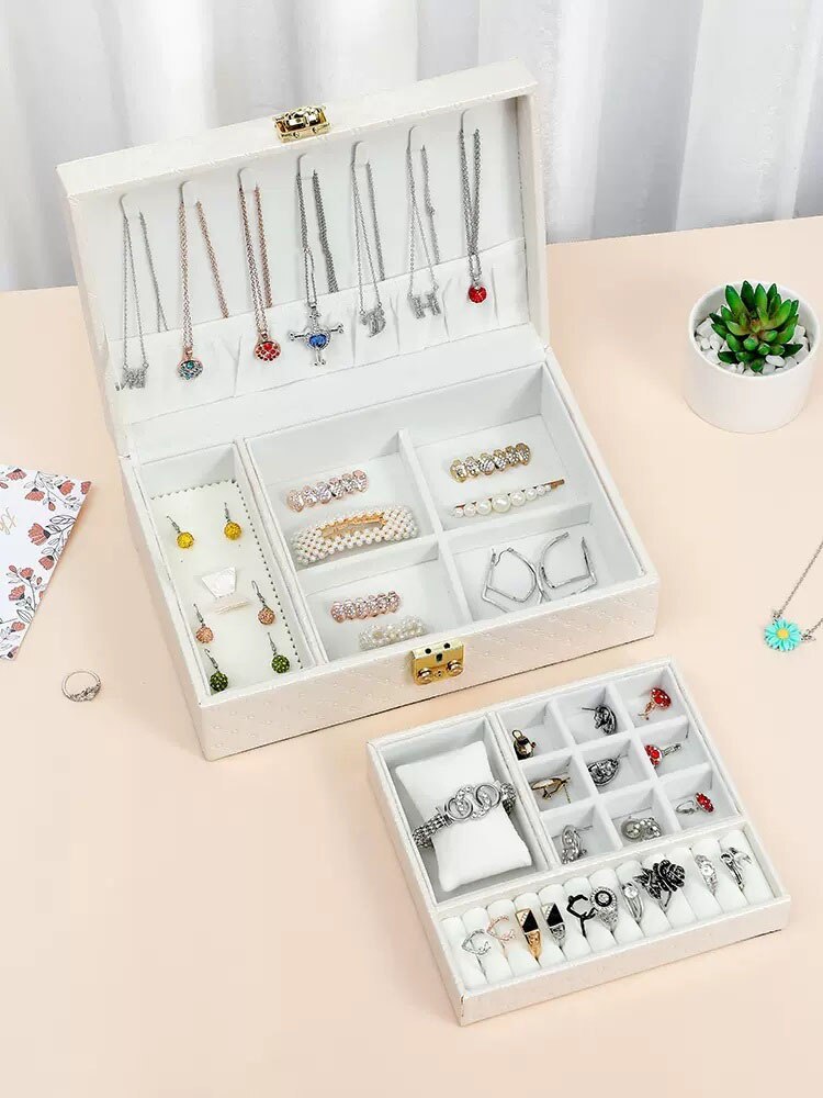 2023 New Lockable High-End Exquisite Light Luxury Earrings Necklace Ring Jewelry Storage Box