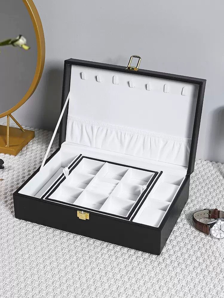 Alenvenew High Quality Fashion Jewelry Box for Women Girls Ideal Gift Leather Display Tray for Necklace Earrings Rings Bracelets