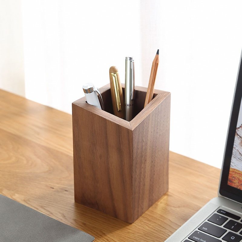 Alenvenuew 2023 Solid Wood Household Walnut Makeup Brush And Other Supplies Storage Box