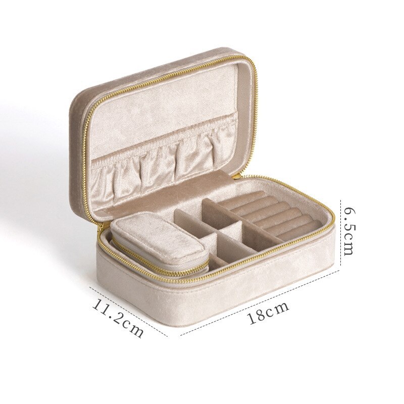 Alenvenew 2023 Flannelette Portable Travel European Necklace Velvet With Mirror Jewelry Box For Women Girls Small