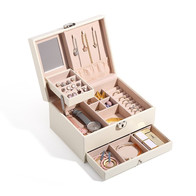 2023New PU Simple Multi Layer Large Capacity  Jewelry Storage Box