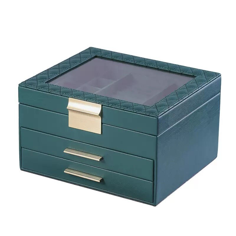 Alenvenew High Quality  Dustproof Leather Jewelry Box  3-Layer  Display Case of Rings Earrings Necklace Bracelets for Women