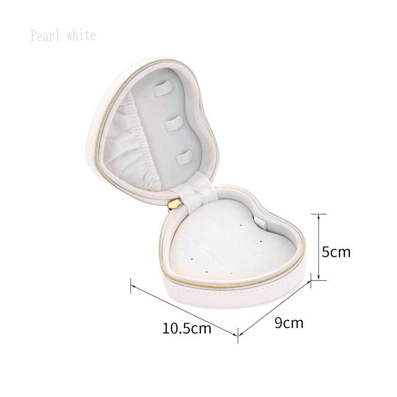 Alenvenew 2023 Simple And Convenient Home Travel Earrings Necklace Ring Heart Shaped Jewelry Storage Box