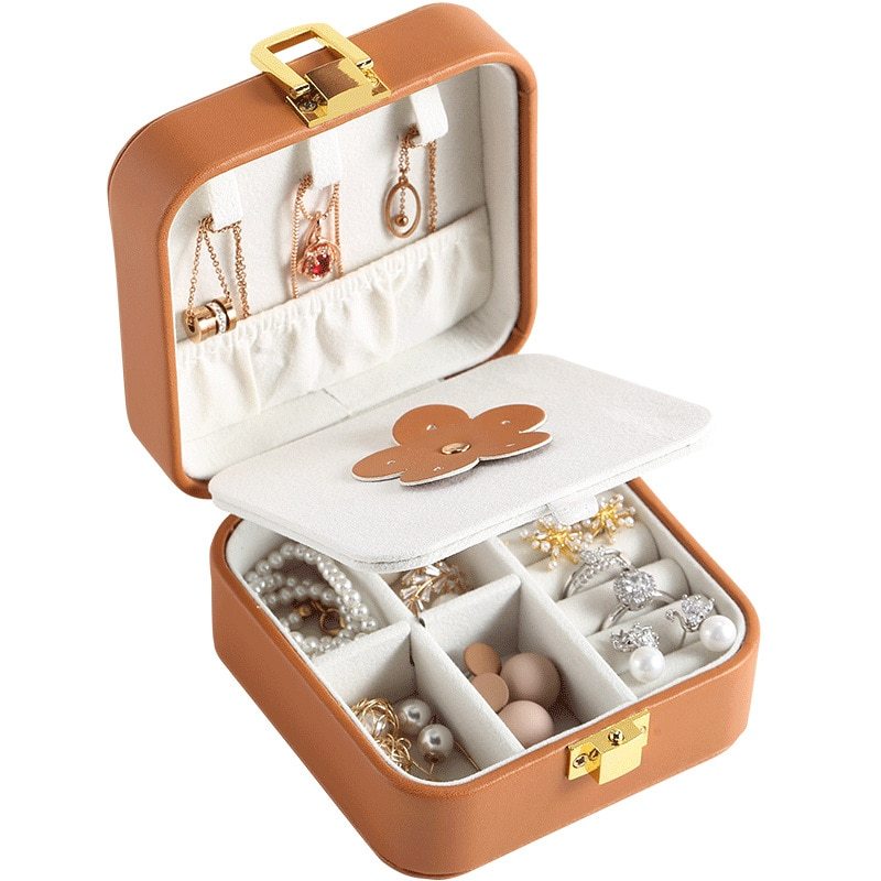 Alenvenew 2023 Women High Quality Portable Dust ProofJewelry Box Manager Leather Fashion Storage