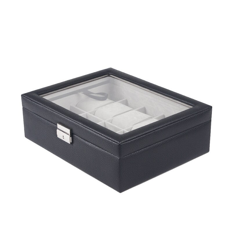 Alenvenew 2023 Brown Black PU Leather Window Double Drawer Watch Jewelry Storage Box