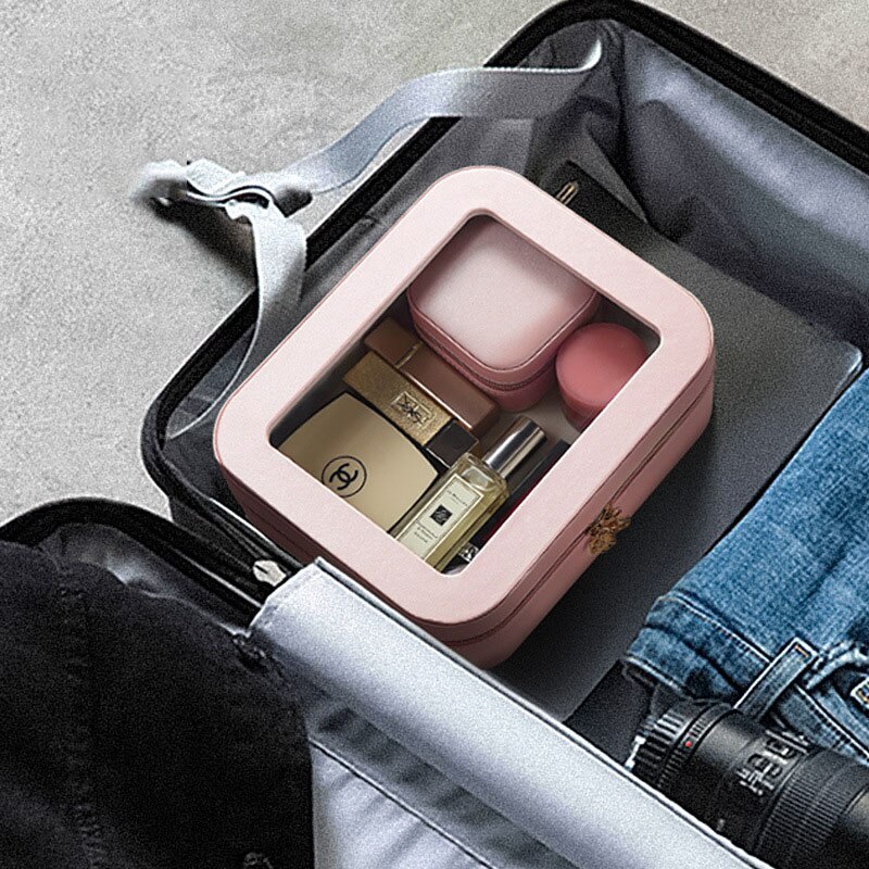 Anevenew  Simple Transparent Flip Earrings, Rings, Multifunctional Jewelry And Cosmetics Storage Box For Children And Mothers