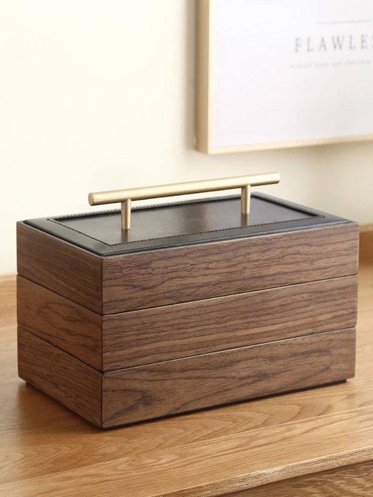 Alenvenew 2023 High Grade Solid Wood Home Walnut Ring Bracelet Jewelry Storage Box