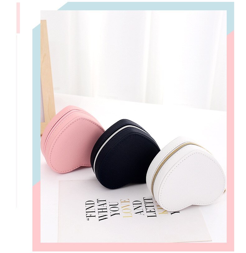 Alenvenew 2023 Simple And Convenient Home Travel Earrings Necklace Ring Heart Shaped Jewelry Storage Box