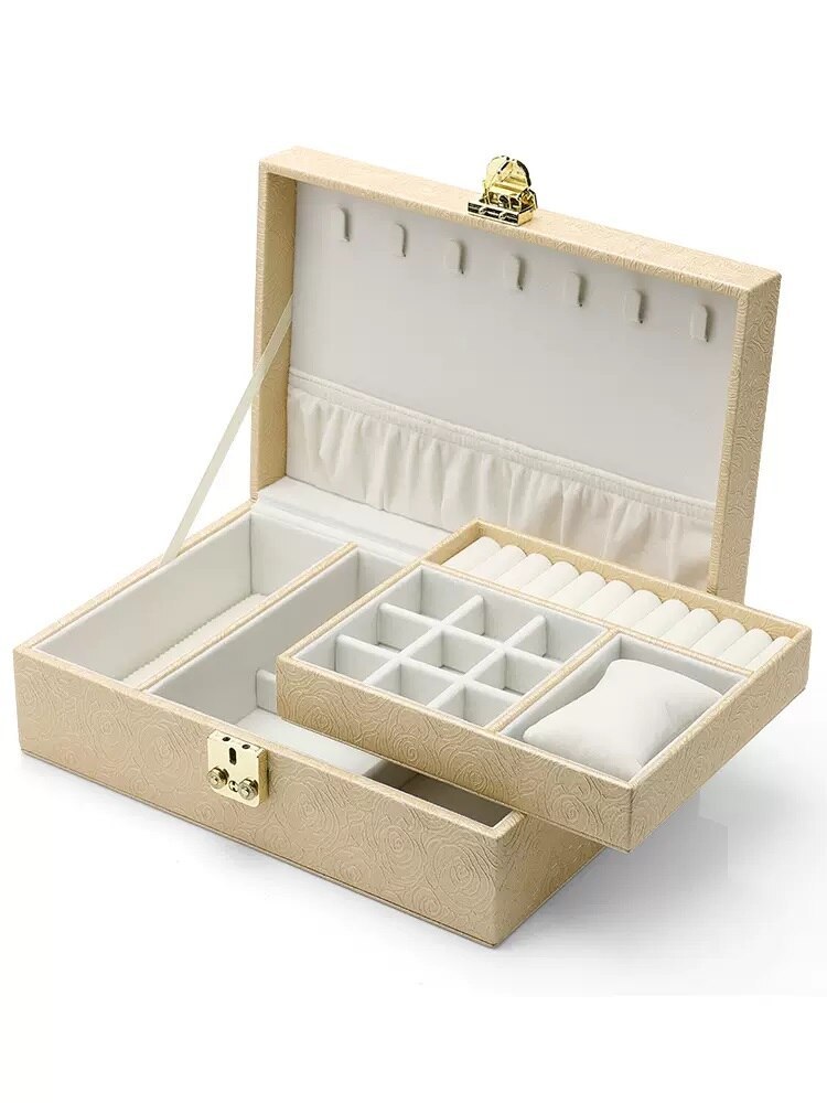 Alenvenew 2023 High-End High-Capacity Lockable Hair Earrings Necklace Ring Bracelet  Display Jewelry Storage Box
