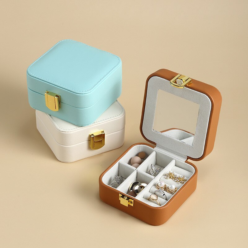 Alenvenew 2023 Women High Quality Portable Dust ProofJewelry Box Manager Leather Fashion Storage
