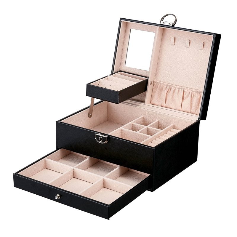 2023New PU Simple Multi Layer Large Capacity  Jewelry Storage Box