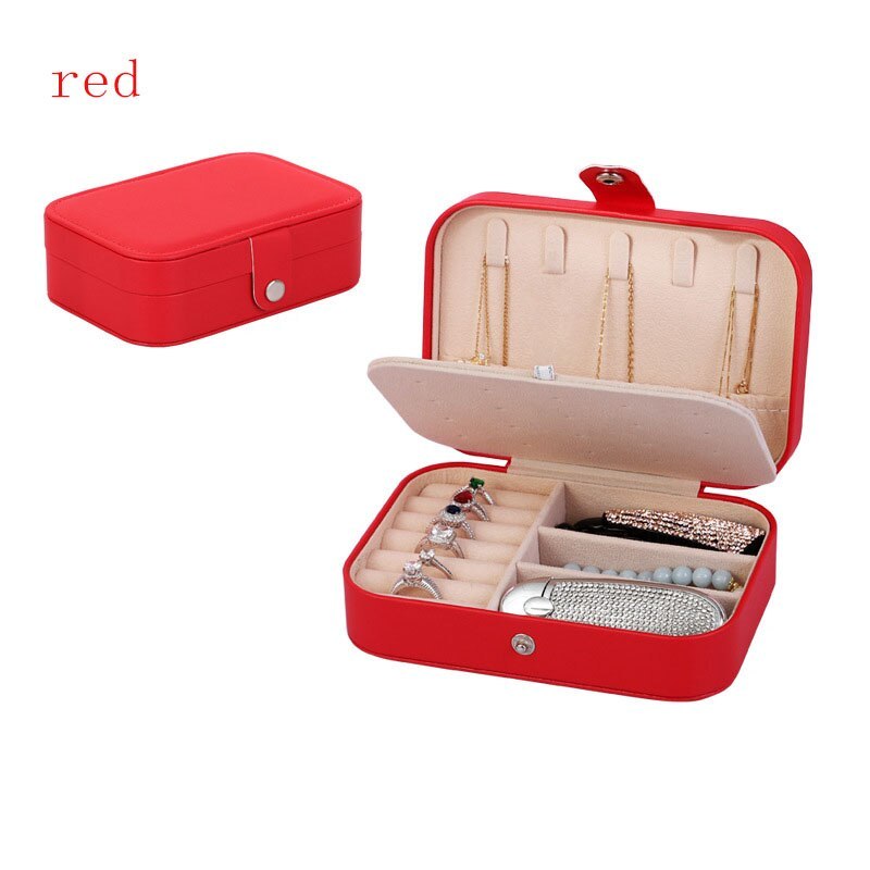 Alenvenew 2023 Flip Travel Double Ring Necklace Earrings Portable Jewelry Storage Box