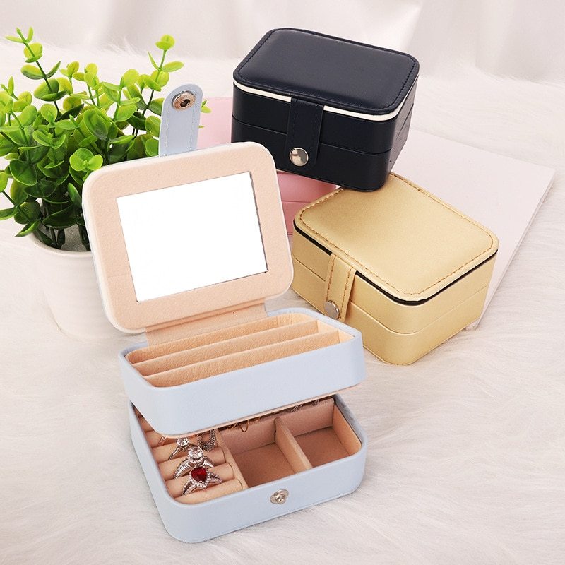 Alenvenew High Quality Dustproof Leather Jewelry Box 3-Layer Display Case of Rings Earrings Necklace Bracelets for Women