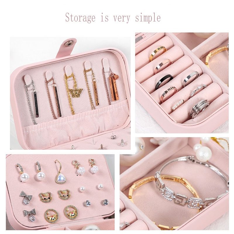 Alenvenew 2023 Flip Travel Double Ring Necklace Earrings Portable Jewelry Storage Box