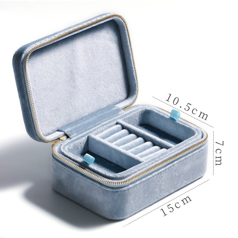 Alenvenew 2023 Flannelette Portable Travel European Necklace Velvet With Mirror Jewelry Box For Women Girls Small